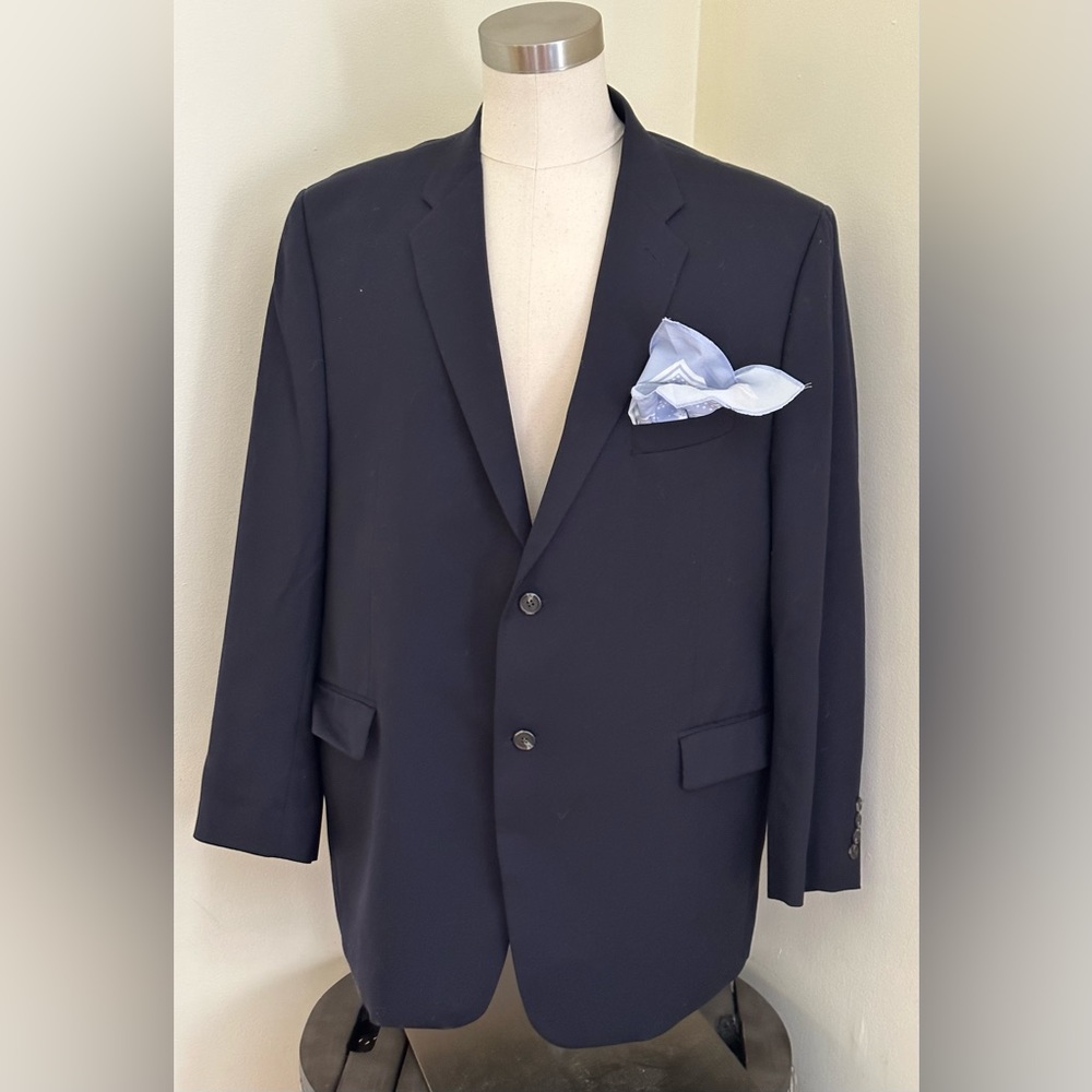 Alex Cannon / Lord & Taylor  Navy Blue Dress Jacket Size 48R Made In Canada.